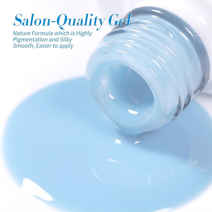 Born Pretty Gel Nail Polish Blue Series,Jelly Transparent,Cat Magnetic Eye,Shimmer Glitter Holographic Blue Gel Polish Kit for Salon Manicure and Nail Art DIY at Home 6Colors