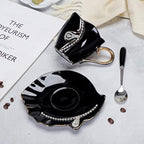 7 Oz Luxury Rhinestone Ceramic Coffee Cup and Saucer Set - Image 6