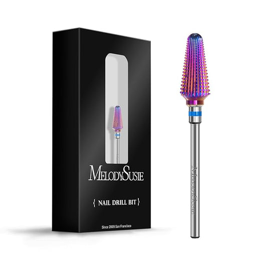 MelodySusie Professional Tornado Nail Drill Bits, 3/32'' Carbide Tungsten Multi-function Bits, Suitable for Manicure Pedicure Cuticle Gel Polishing, Salon Bits, Purple, Series Bit-X, Medium