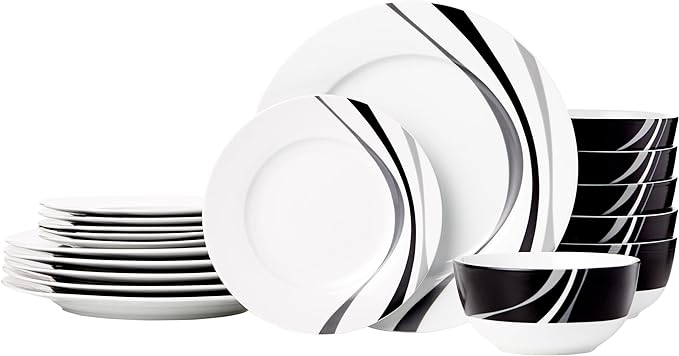 Amazon Basics 18-Piece Complete Kitchen Dinnerware Set, Microwave and by AmazonBasics