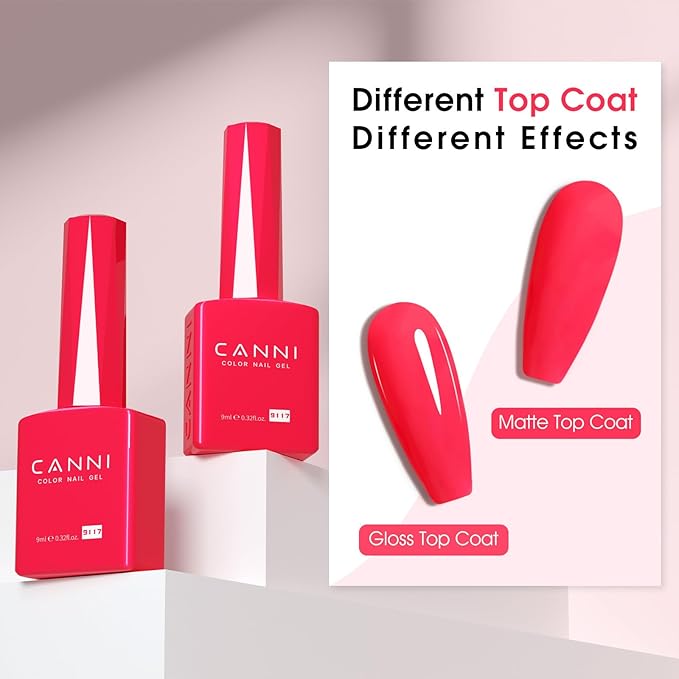 CANNI Pink Gel Polish - Hot Pink Color, 1Pcs U V Gel, Gloss Soak Off For Salon & DIY French Nail Manicure