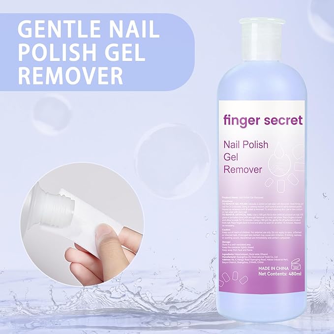 Nail Remover Gel Polish,finger secret Nail Polish Gel Remover 480ML,Gel Polish Remover for Nails,Professional Gel Nail Polish Remover Liquid Quickly & Easily & Effectively Remove Polish Gel