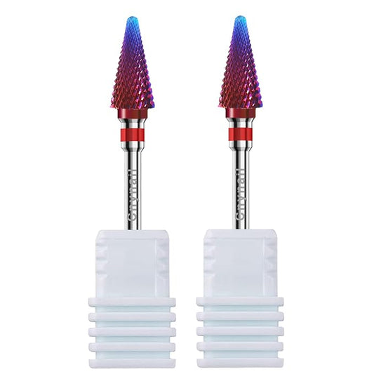 3/32" 2PCS Clean Umberllas Bits Fine Grit Carbide Cuticle Cleaner Bit for Electric Nail Drills – Professional Manicure Tool for Nail Salons and Home Use (F Grit. Purple)