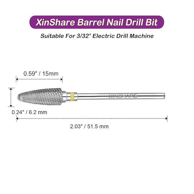 Nail Drill Bits 3/32" Carbide Professional Safety Tungsten Nail File Cone Drill Bit for Acrylic Nail Gel Cuticle cleaner Manicure Pedicure Nail Polishing, Beginner Salon, Extra Fine