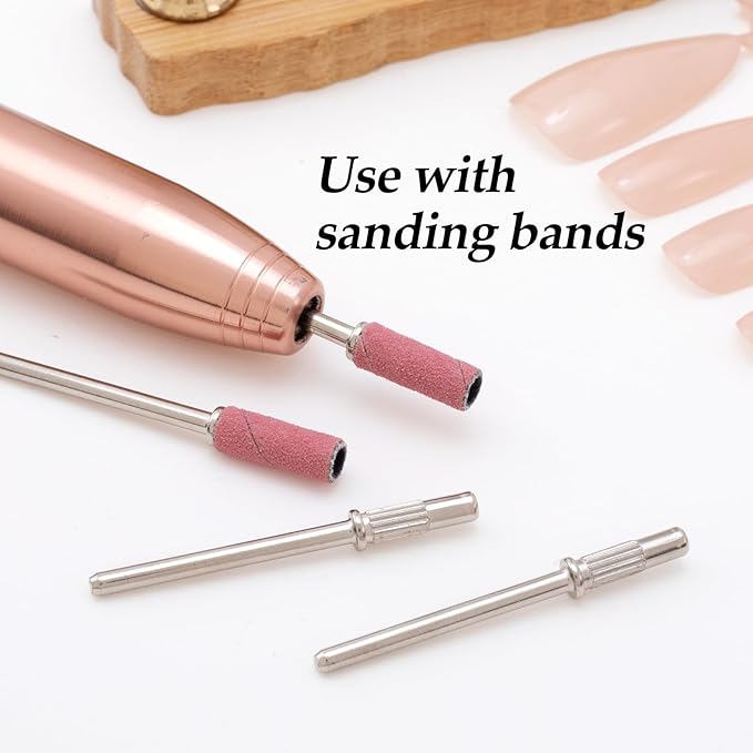 4 Pcs Mandrel Nail Drill Bit, 3.1 MM Mini 3/32 Shank Small Sanding Band Nail Drill Bit, Mini Mandrel Nail Bit, Sanding Bands for Nail Drill, Electric Drill File Machine (Silver)