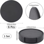 6PCS 4 Inch PU Leather Coasters - Image 2