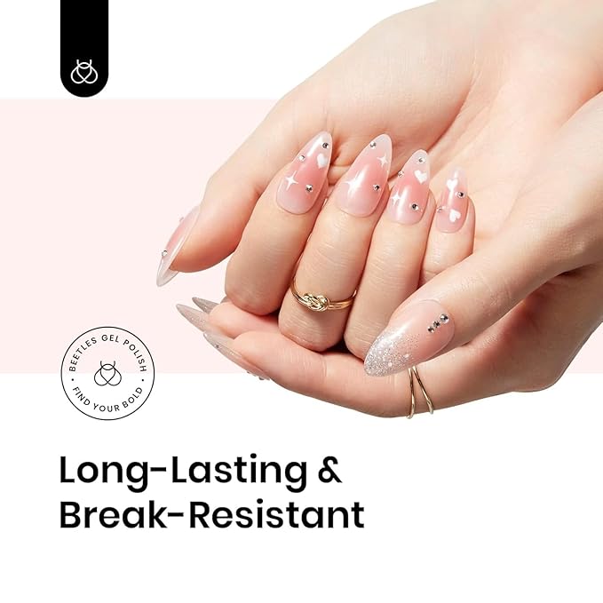 beetles Gel Polish 2 Pcs 15ml Nail Glue Kit for Acrylic Nails, 5 in 1 Super Strong Brush in Nail Gel Glue for False Nails Tips and Gel Nail Polish Led Lamp Required Nail Art Gift
