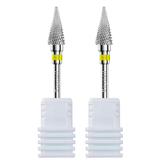 3/32" 2PCS Clean Umberllas Bits Extra Fine Grit Carbide Cuticle Cleaner Bit for Electric Nail Drills – Professional Manicure Tool for Nail Salons and Home Use (XF Grit. Silver)