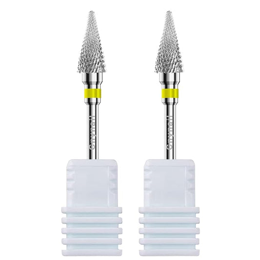 3/32" 2PCS Clean Umberllas Bits Extra Fine Grit Carbide Cuticle Cleaner Bit for Electric Nail Drills – Professional Manicure Tool for Nail Salons and Home Use (XF Grit. Silver)