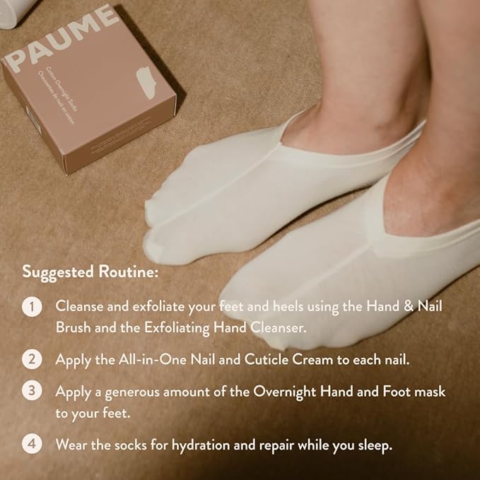 PAUME Hand & Foot Rescue Kit, Overnight Hydration Mask, All-In-One Cuticle & Nail Cream, Overnight Gloves and Socks, Deep Moisture for Dry, Cracked Hands & Feet