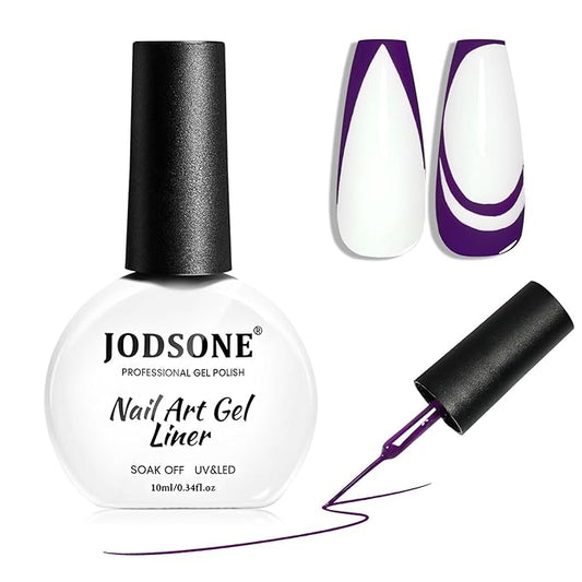 JODSONE 10ml Gel Polish Nail Art Gel Liner Dark Purple Need U V Lamp Cured at Home Salon Design Gift for Girls