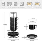 Cappuccino Cups Set of 4, 8oz Stackable Coffee Cups Set - Image 2