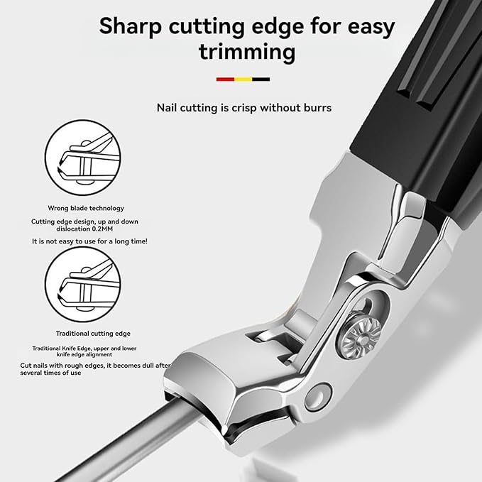 Goredny Orthoclip Nail Clippers for Thick Toenails, Toenail Clippers for Thick Toenails, Wide Jaw Opening 180° Slanted Nails Clippers with Anti-Slip Grip, Edgy Nails Clippers Cutters