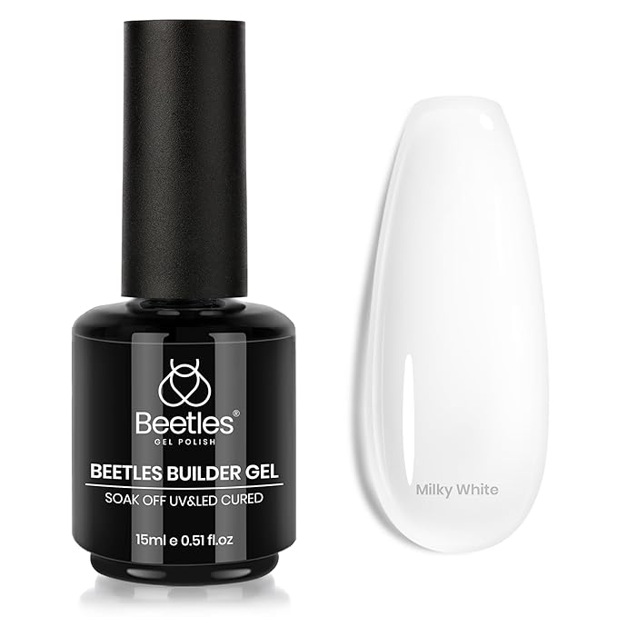 Beetles Builder Gel for Nail,7 in 1 Milky White Nail Thickening Strengthening Building Apex for Beginner DIY Salon at Home,White Builder Nail Gel,UV & LED Lamp Cured Needed