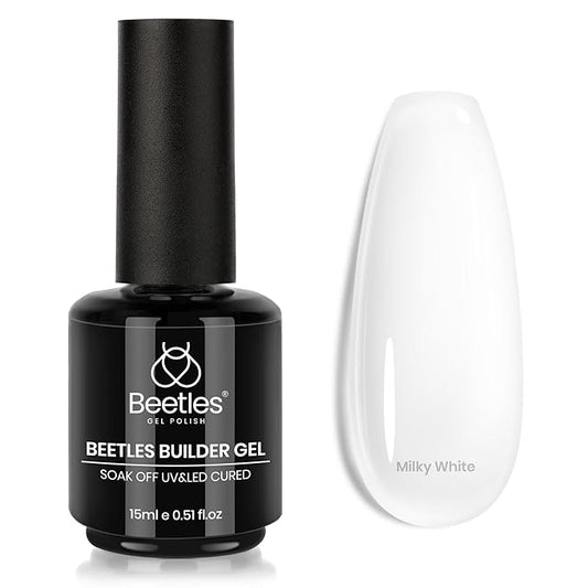 Beetles Builder Gel for Nail,7 in 1 Milky White Nail Thickening Strengthening Building Apex for Beginner DIY Salon at Home,White Builder Nail Gel,UV & LED Lamp Cured Needed