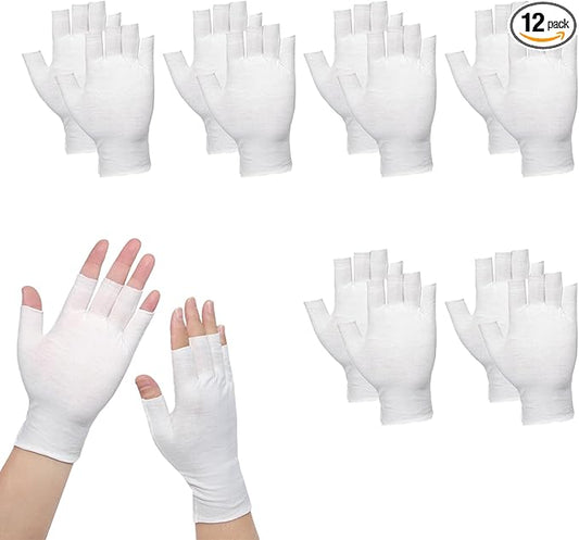 6 Pairs of Cotton Gloves, Moisturizing White Cotton Gloves, Comfortable, One Size Fits All, Unisex Size, Fingerless Touch Screen Design, White