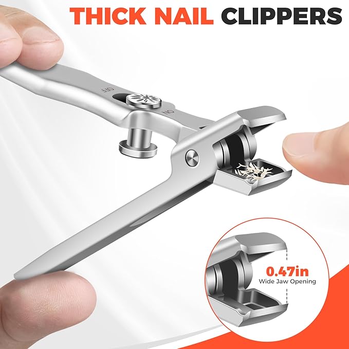 Toenail Clippers for Ingrown Thick Toenails, Large Toe Nail Clippers for Men with Catcher, Heavy Duty Straight Nail Clippers for Seniors with Long Handle & Safety Lock