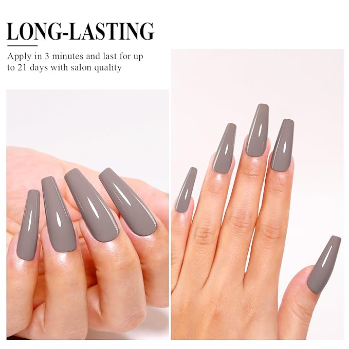 Imtiti Brown Gel Nail Polish, Greyish Brown Gel Polish High Gloss Soak Off UV LED Autumn Winter Art Manicure Salon DIY Design 10ML