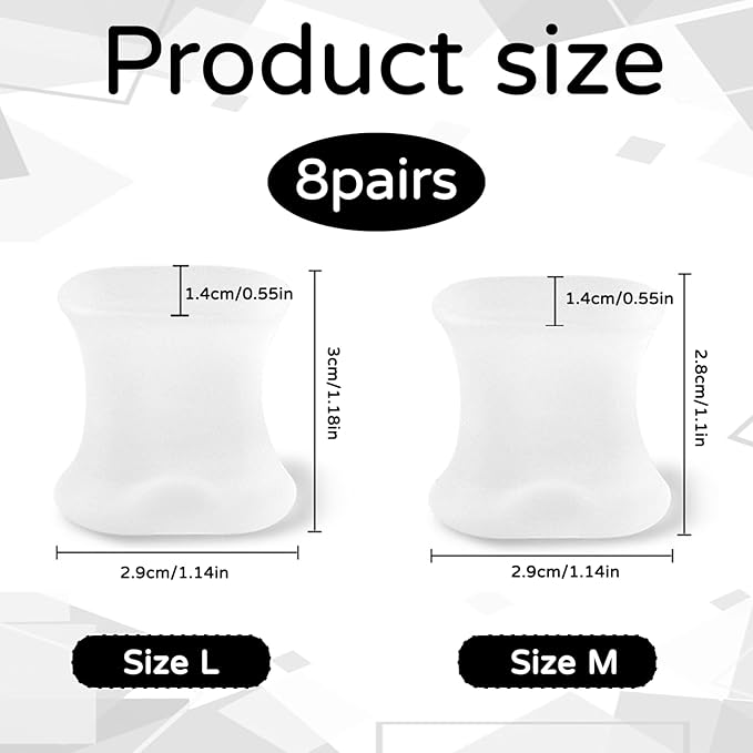 Gel Toe Separators,For Crooked Toes, Overlapping Toes, Hammertoe Corrector,For Women Men Toe Pain Relief(8 Pcs)