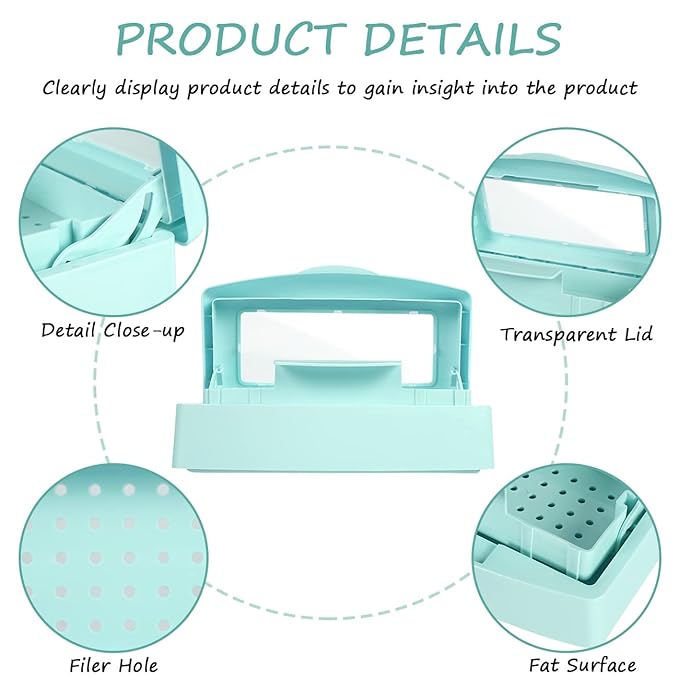 Gusnilo Barbicide Disinfectant Box Nail Art Tools Sanitizing Tray Disinfectant Container Nail Tool Sterilizer Box Plastic Clean Sterilizer Box Storage Organizer for Nail Manicure Tool (Light Green)