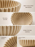 Ruffle Decor Large Decorative Bowl, fruit bowl kitchen stone bowl, bowl decor - Image 5