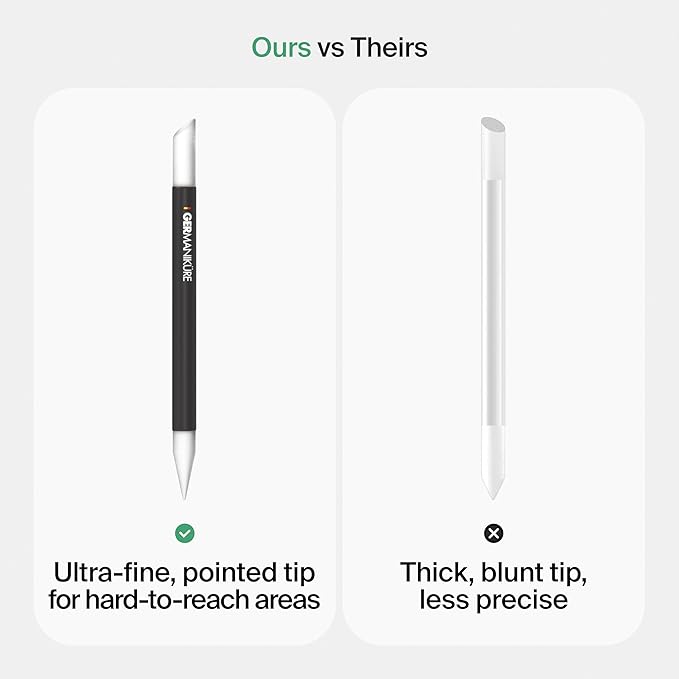 GERMANIKURE Black Glass Cuticle Stick in Cork Sleeve - Ethically Made in Czech Republic - Cuticle Pusher & Remover, Callous & Dry Skin Fingertip File, Nail Shaper