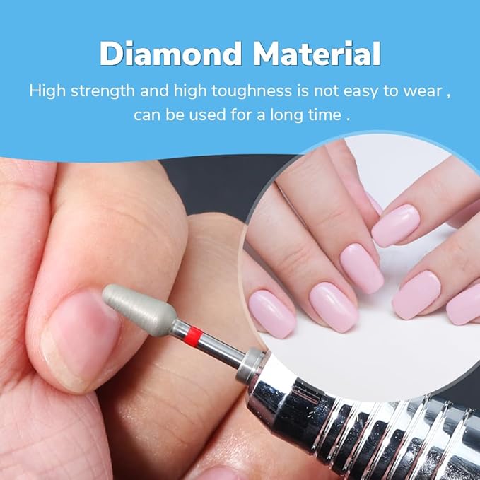 QUNZHAO 2Pcs Diamond Nail Drill Bits Carbide Conical Micro Cuticle Remover Bit for Under Nail Dead Skin Cleaning Cuticle Remove Nail Art Design Manicure(03 set)