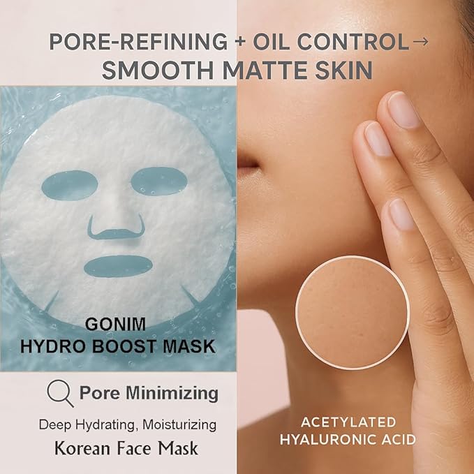 GONIM Face Mask Korean Skin Care with Hyaluronic Acid Serum, Vitamin C, Collagen Activation-Face Masks Skincare Hydration, Anti Aging & Moisturizing Sheet Mask for All Skin Korean Face Mask 30mlx20pcs