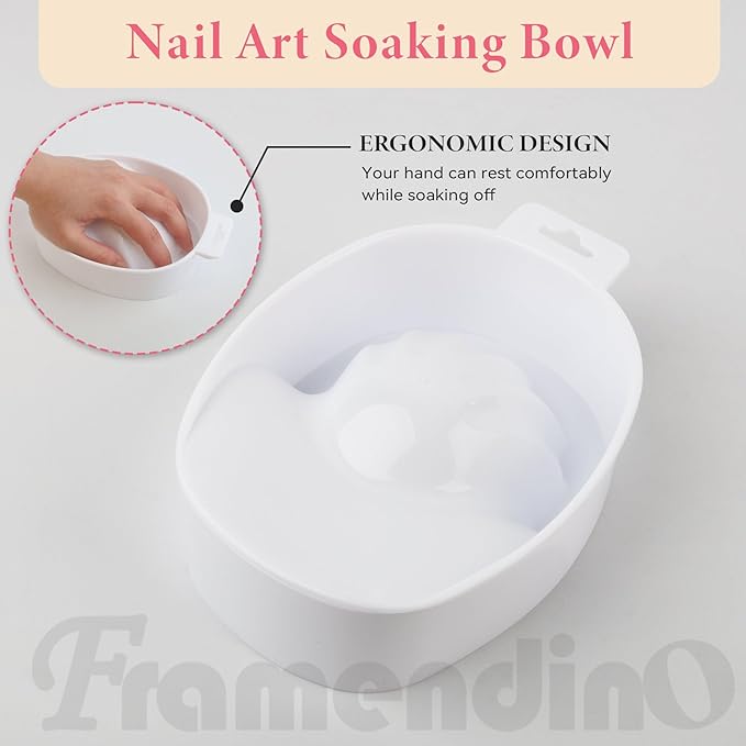 Framendino, 2 Pack White Nail Soak Tray Manicure Bowl Soaker Bowls