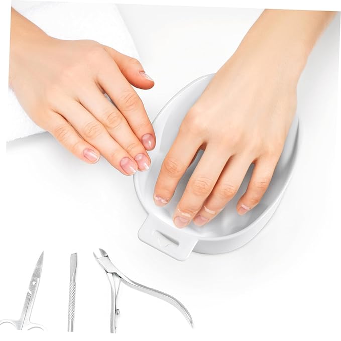 Mikinona Rectangular Soaking Bowl Nail Removal Tool White Nail Art Bowl Manicure Care