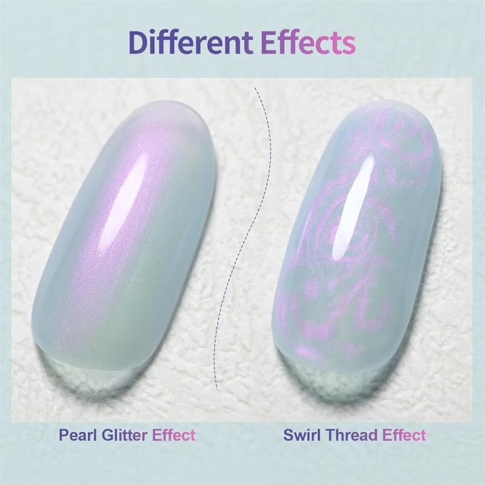 RARJSM Gel Builder for Nail Pearl Blue Hard Gel in a Bottle Mermaid Shell Glitter Blue Pearlescent Thick Extension Structure Gel Polish 15ml Soak Off Curing Requires Salon Home DIY Beginner Use