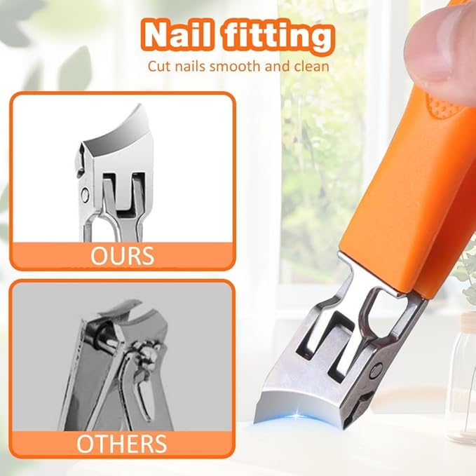 Wide Jaw Opening Anti-Splash Slanted Nail Clipper, 2025 Upgrade Fingernail and Toenail Clippers for Ingrown Nails, Curved Toenail Clipper Wide Jaw Toenail Clippers (Black)