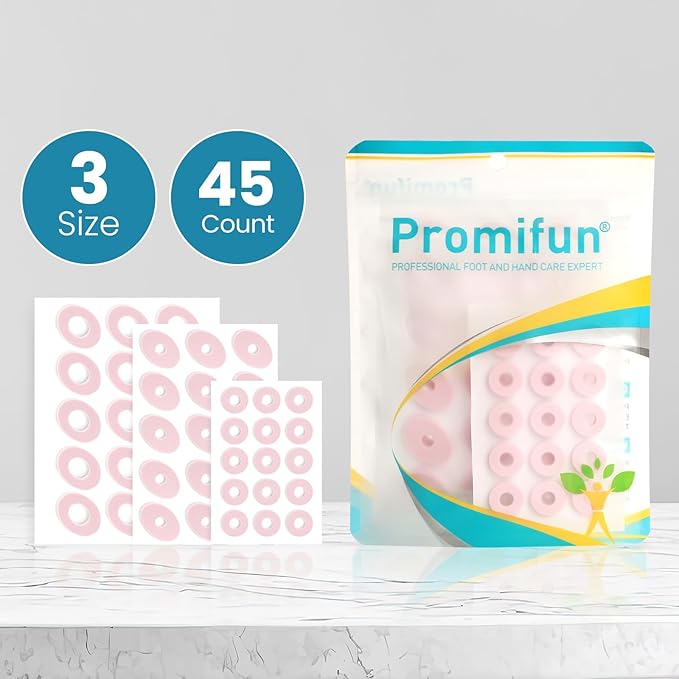 Corn Cushions for Toes and Feet - Callus Cushions to Protect Sore Spots with Foam Padding - Self-Stick Adhesive Pads - Relief Pain, Pressure and Friction from Shoes (Pink, 45 Count)