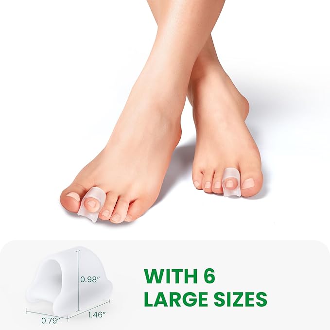 Bukihome Hammertoe Corrector - 6 Pack Toe Straightener to Curled Toes, Broken toe, Bunion Corrector for Women and Men, Large Size (Clear)
