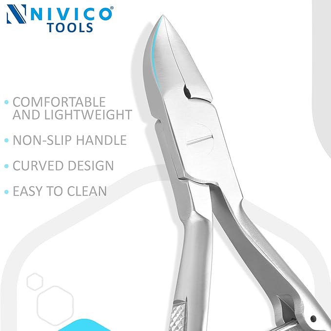 NIVICO Nail Cutter 4" - 10cm, Single Leaf Wire Spring - Professional Nail Clipper Printed Handle Satin Finish, Stainless Steel Nail Trimmer Single leaf Wire Spring for Manicure