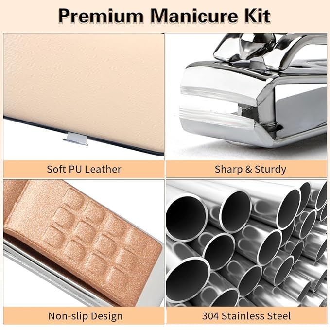 Nail Clipper Set, Manicure Kit for Women, Manicure and Pedicure Kit, Grooming Kit for Women, Pink Mini Travel Nail Kit, Stocking Stuffers, Christmas Gifts Present for Girlfriend, Family, Rose Gold