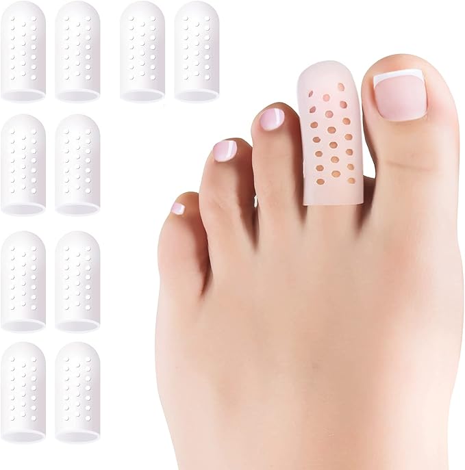 Toe Protectors Gel, 10 Pcs Breathable Toe Protector Cap Cover, Toe Guards for Protection of Ingrown Toenails, Corns, Calluses, Blisters, and More. Size Small