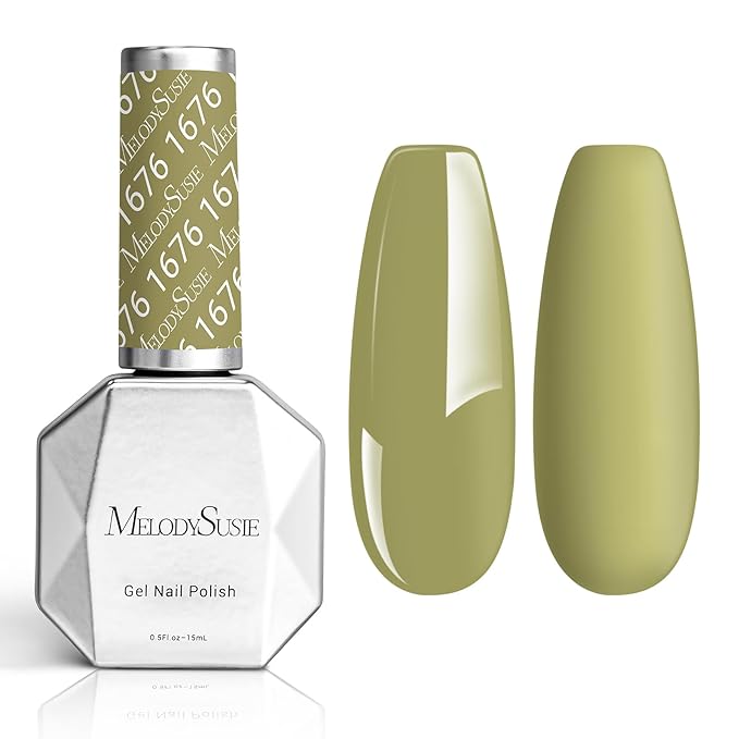 MelodySusie Thick Sage Green Gel Nail Polish,0.5fl oz Nails Soak Off UV LED Grass Gray Green Gel Polish Gift for Women Nail Art Manicure Salon DIY Nail Design Decoration at Home-A1309