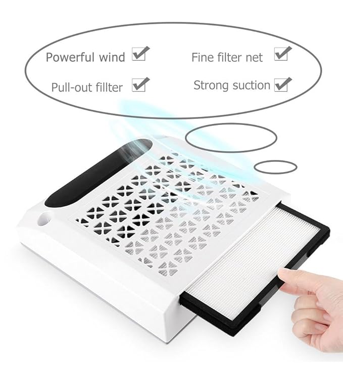 80W 4 in 1 Powerful Electric Suction Nail Dust Cleaner Machine Nail Dust Collector for Salon Home Use Manicure, White, 202406211f