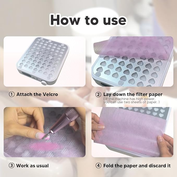 200 Sheets Nail Dust Collector Filter Paper with 12 Pcs Velcro Disposable Nail Dust Filters for Most of Nail Dust collector Machine Nail Tech Nail Supplies Accessories for Nail Salon&Home