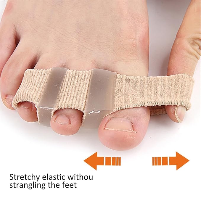Toe Separators Toe Spacers, Bunion Corrector Hammer Toe Straighteners, Gel Toe Spreaders Toe Cushion Sleeves, for Toe Alignment, Crooked Overlapping Toes, Hallux Valgus Plantar Fasciitis (4 Holes)