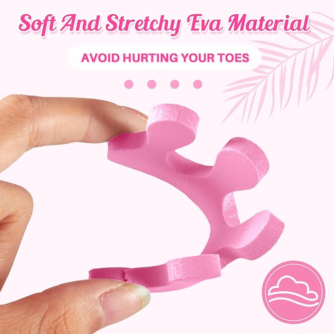 Mumufy 500 Pcs (250 Pairs) Sponge Toe Separators Pedicure Tool Kit Soft Toe Spacers for Pedicures Spreaders Finger Dividers for Women Men Feet Nail Manicure Toenails Art Painting Polish Spa(Pink)