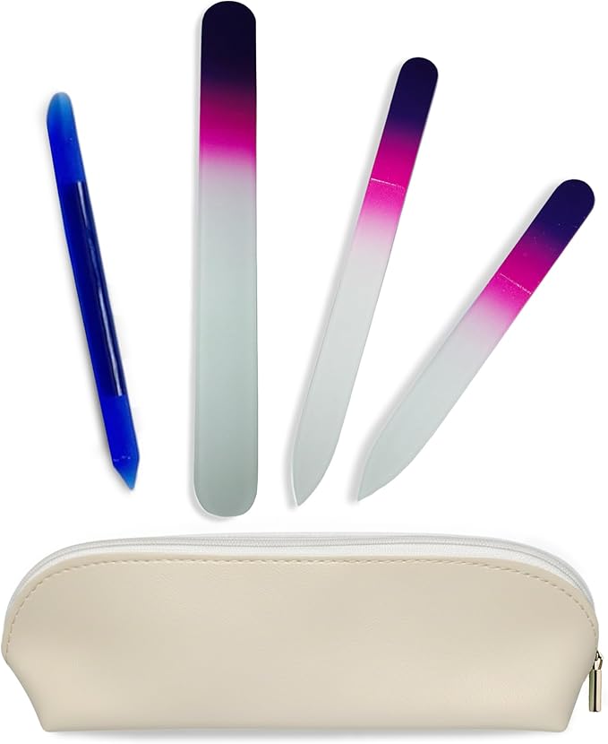 Alban Czech Glass Nail File Parent (Purple & Pink & Royal Manicure, 5, Count, 180/240 Grit)