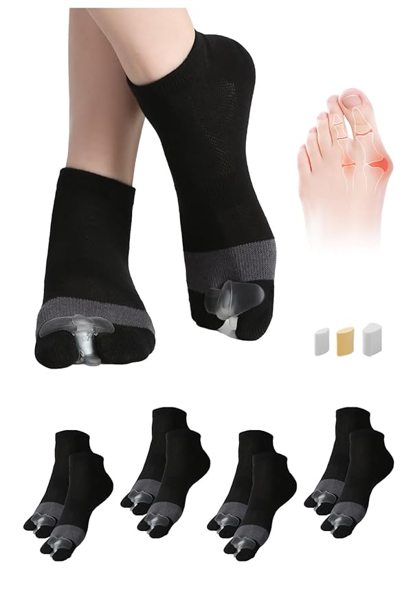 Happy Feet Alignment Socks, Adjustable Yoga Toe Separators For Men Women, Wearable On The Go, black M