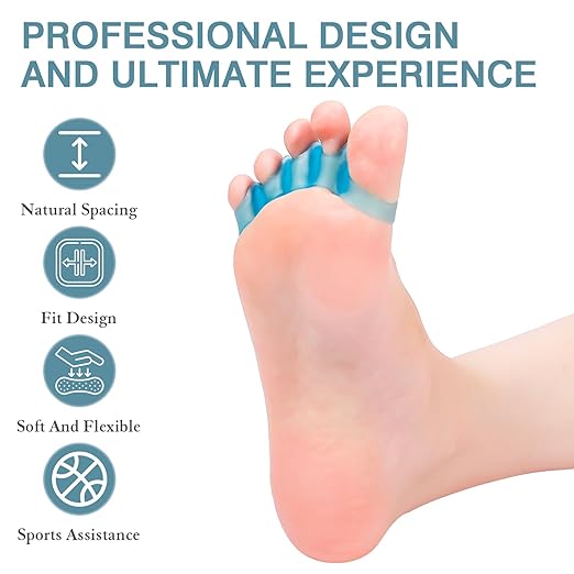 2PCS Toe Spacers for Women and Men, Toe Separators for Pedicure, Bunion Corrector, Hammer Toe Straightener, Plantar Fasciitis, Toe Spreaders for Foot Pain Relief and Foot Health.