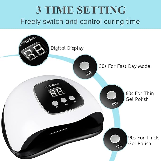 BIGBEAR UV Light for Nails, 48W LED Nail Light for Gel Polish, Fast Nail Dryer with Automatic Sensor, Timer Setting, Small and Portable, UV LED Nail Lamp for Fingernail and Toenail