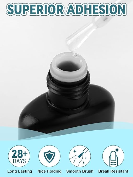 EBANKU 6 in 1 Super Strong Nail Glue for Press on, 20ml Lamp Curing Needed Solid Soak Off Glue, Easy Application Durable & Long-Lasting UV Lamp Needed 2Pcs