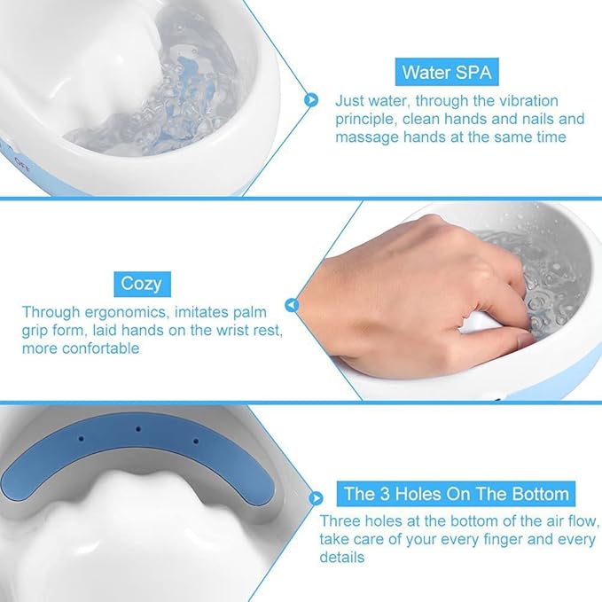 Manicure Bowl,Nail Soaking Bowl,Electric Massage Nail Soaking Bowl for Nail Polish Remove,Dead Skin Softening Beauty Manicure Tool Blue