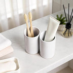 Gaolinci 2 Pcs Simple Solid Color Ceramic Mouthwash Cups, Bathroom Brushing Cup - Image 3