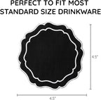 Linen Coasters for Drinks, 4.5 inch, Scalloped Edge, Reusable Handmade Coffee - Image 3